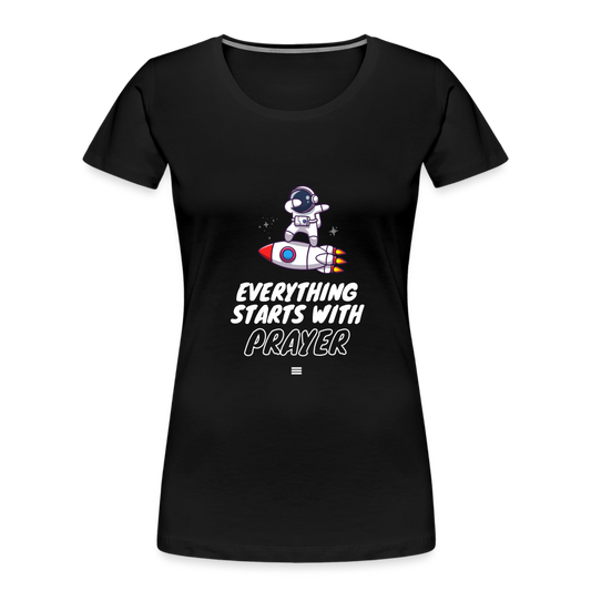 Everything Starts With Prayer 🙏🏽 Ladies' Short Sleeve T-shirt - black